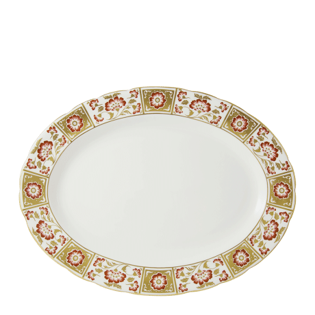 derby panel red fine bone china oval platter