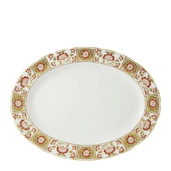 derby panel red fine bone china oval platter