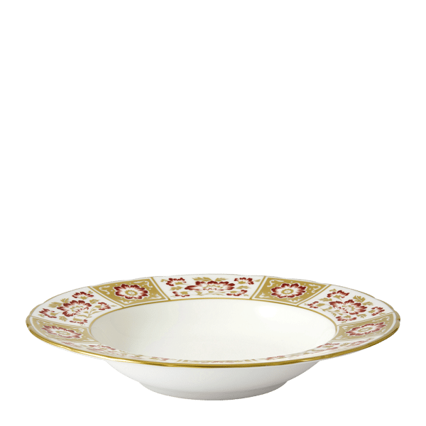 derby panel red fine bone china rim soup bowl