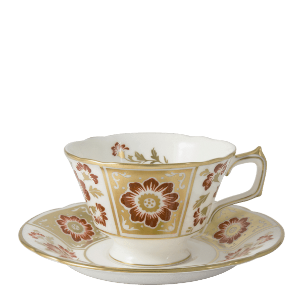 derby panel red fine bone china teacup and saucer