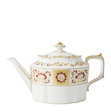 derby panel red fine bone china teapot