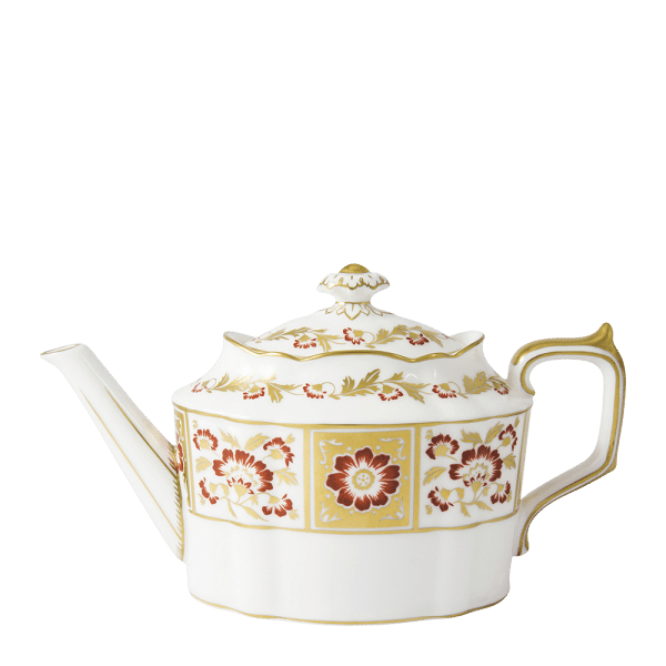 derby panel red fine bone china teapot