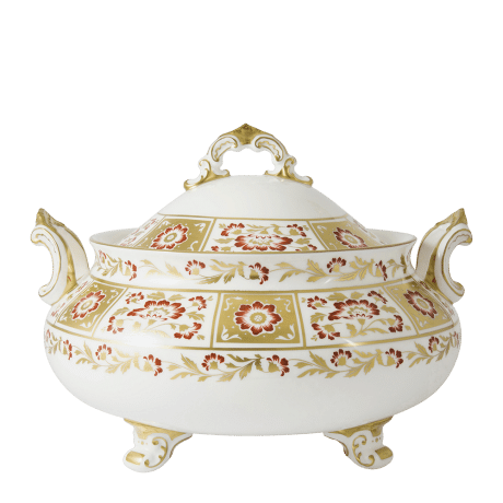 Derby Panel Red and Gold Fine Bone China Tableware Soup Tureen