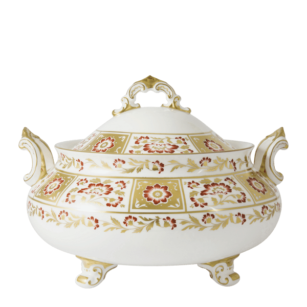 Derby Panel Red and Gold Fine Bone China Tableware Soup Tureen