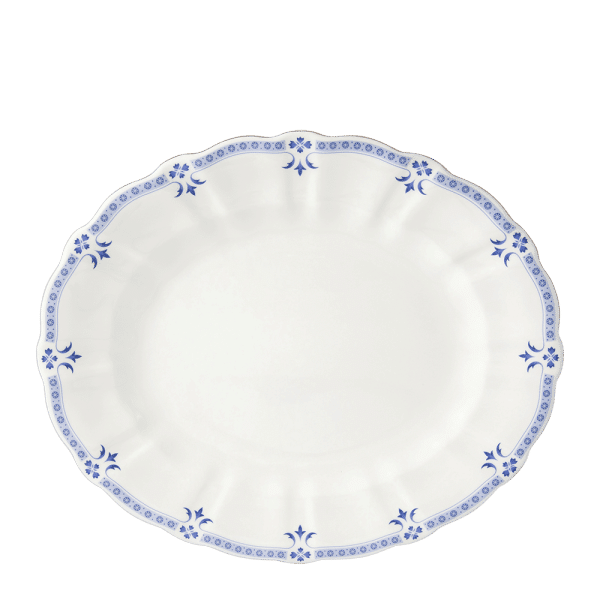 Blue and white fine bone china grenville oval dish