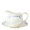 Blue and white fine bone china grenville sauce boat and stand
