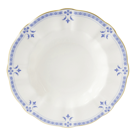 Blue and white fine bone china grenville rim soup bowl