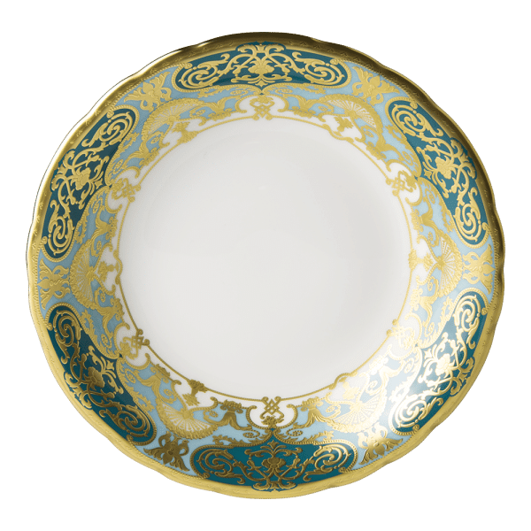 Heritage Forest Green Turquoise and Gold Fine Bone China Tableware Oatmeal Cereal Bowl