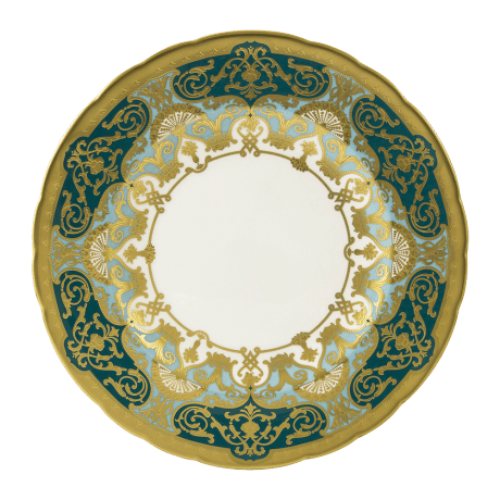 Heritage Forest Green Turquoise and Gold Fine Bone China Tableware Dinner Plate