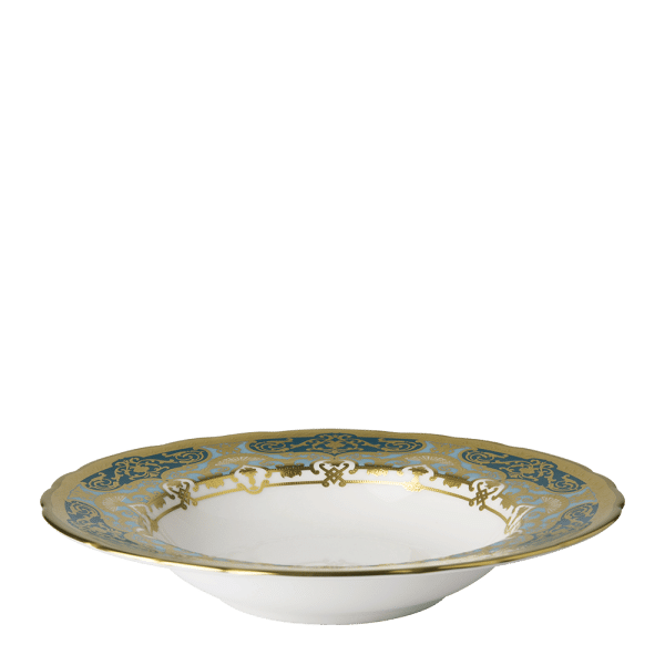 Heritage Forest Green Turquoise and Gold Fine Bone China Tableware rim soup bowl