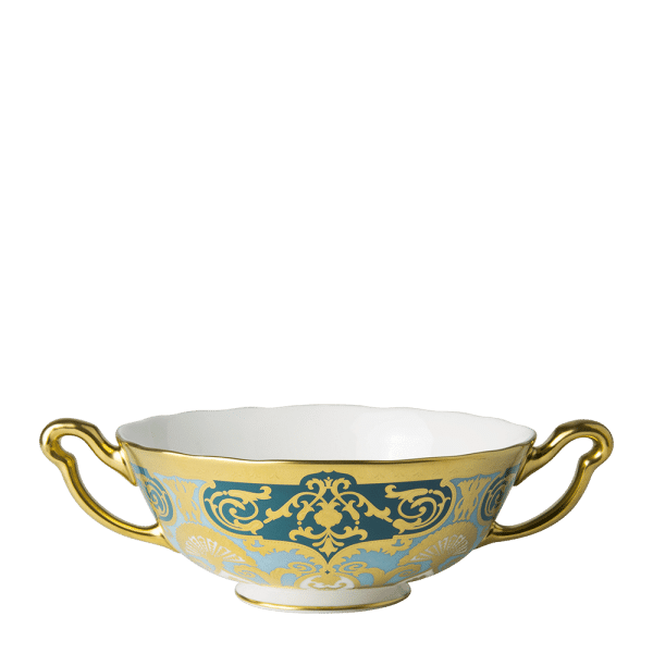 Heritage Forest Green Turquoise and Gold Fine Bone China Tableware Cream Soup Cup
