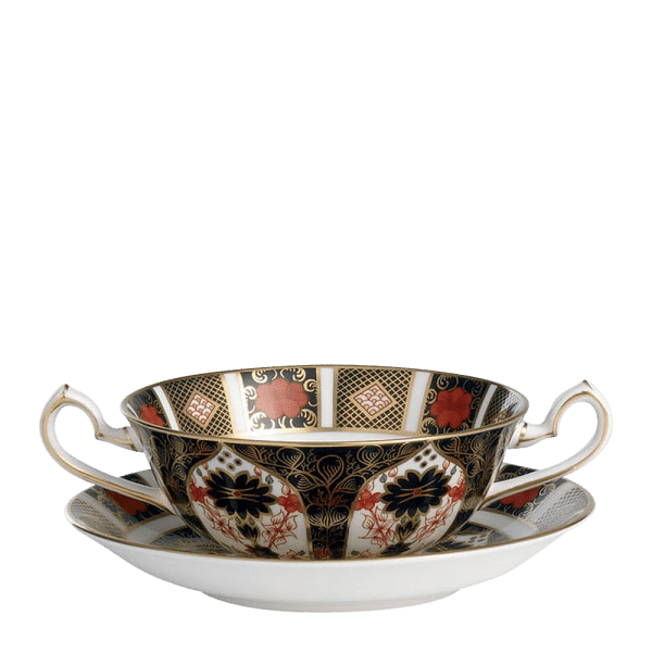 Old Imari 1128 fine bone china cream soup cup and saucer