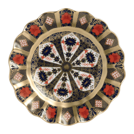 Old Imari Solid Gold Band Fine bone china fluted dessert plate