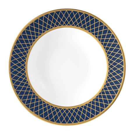 Majestic fine bone china tableware navy blue and gold rim soup bowl