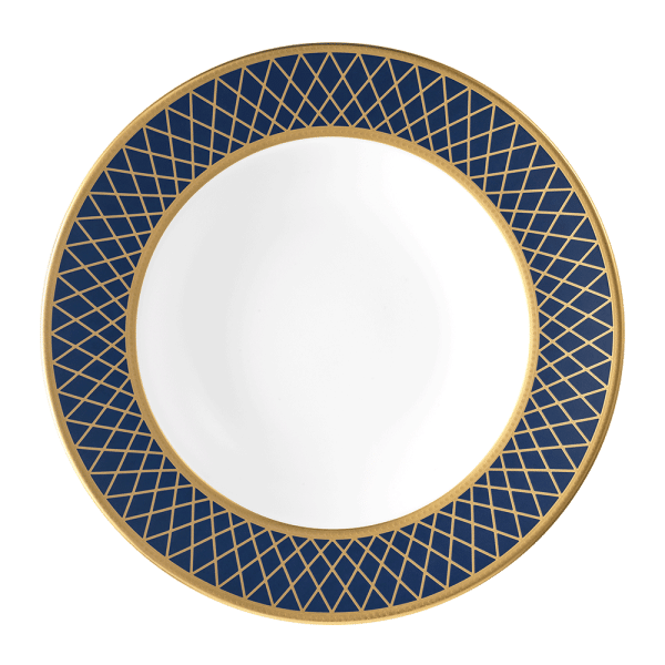 Majestic fine bone china tableware navy blue and gold rim soup bowl