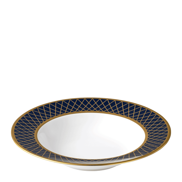 Majestic fine bone china tableware navy blue and gold rim soup bowl