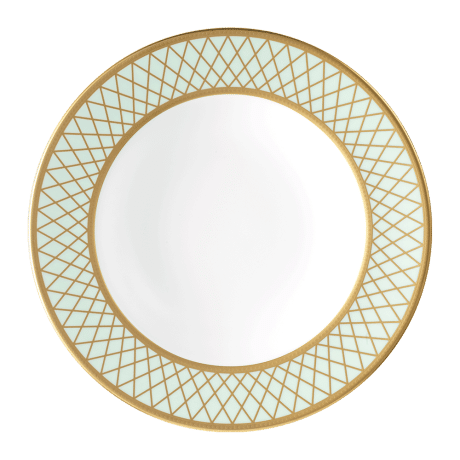 Majestic fine bone china tableware green and gold rim soup bowl