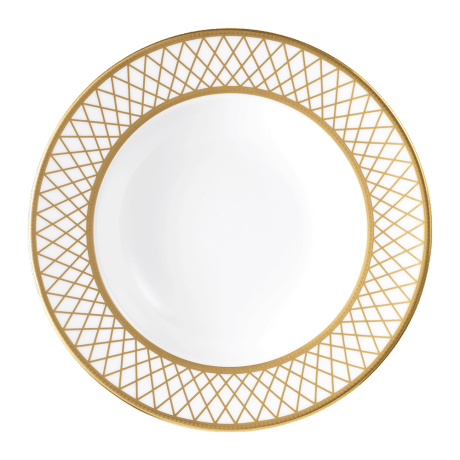 Majestic fine bone china tableware white and gold rim soup bowl