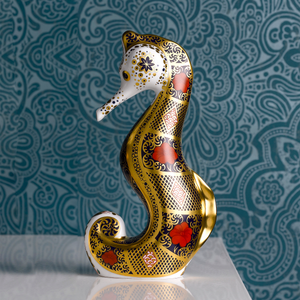 fine bone china solid gold band seahorse paperweight