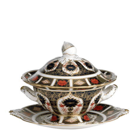 Old Imari Sauce Tureen and Stand Fine Bone China