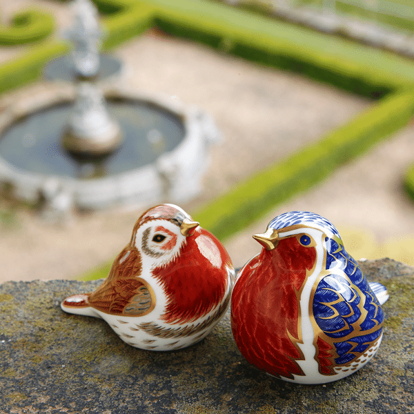 Fine bone china paperweight robins