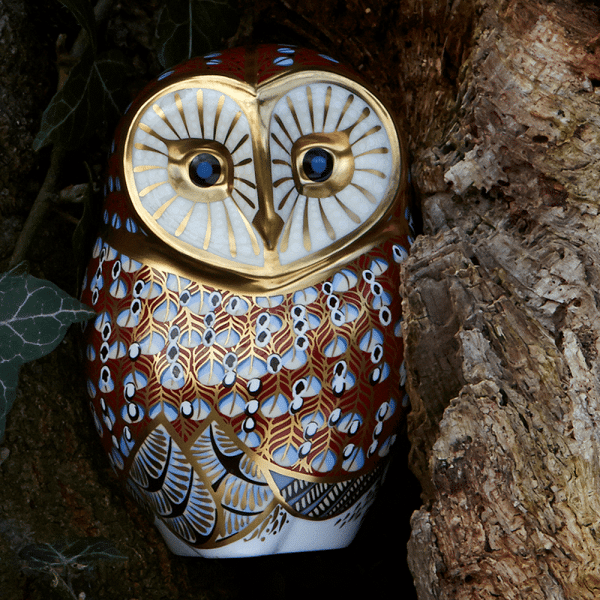 Fine bone china paperweight barn owl