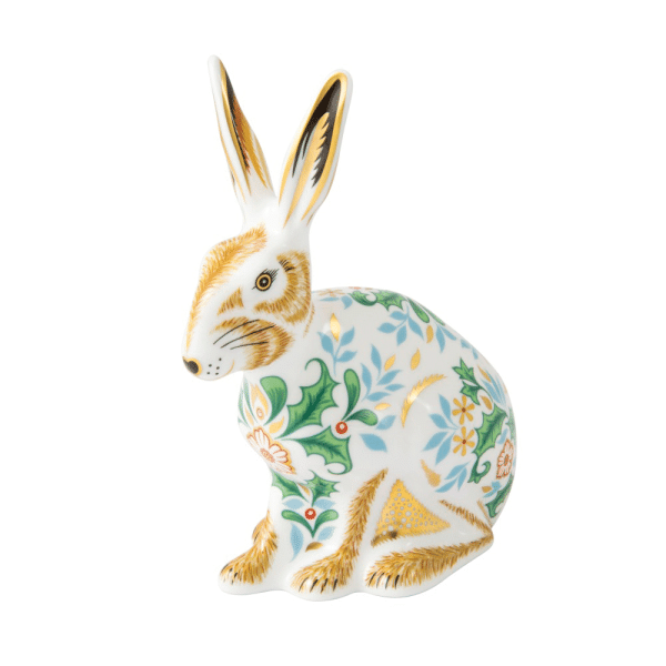 Fine bone china paperweight winter hare