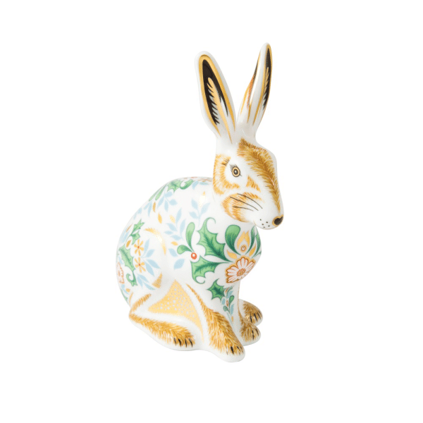 Fine bone china paperweight winter hare
