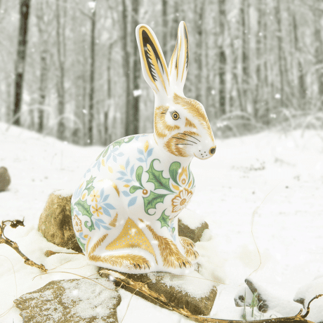 Fine bone china paperweight winter hare