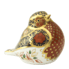 Fine bone china paperweight old imari solid gold band robin