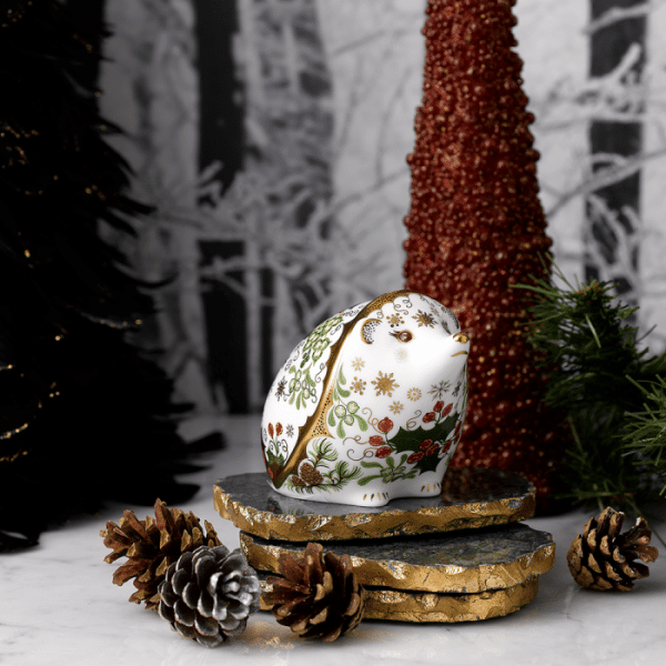 Fine bone china paperweight christmas hedgehog