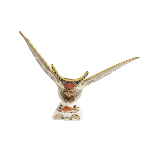 Fine bone china paperweight old imari solid gold band swallow