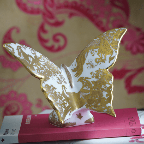 Fine bone china paperweight gold butterfly