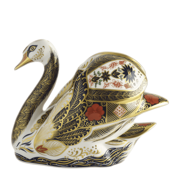 Fine bone china paperweight old imari swan