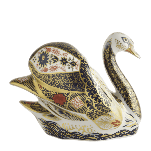 Fine bone china paperweight old imari swan