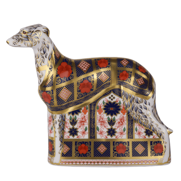 Fine bone china paperweight old imari lurcher