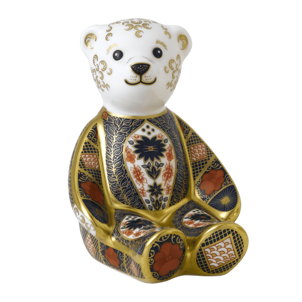 Fine bone china paperweight old imari solid gold band bear