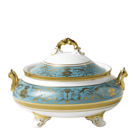 Regency Turquoise Fine Bone China Tableware Covered Vegetable Dish