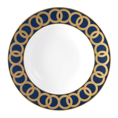 Riviera Dream Navy and Gold Fine Bone China rim soup bowl