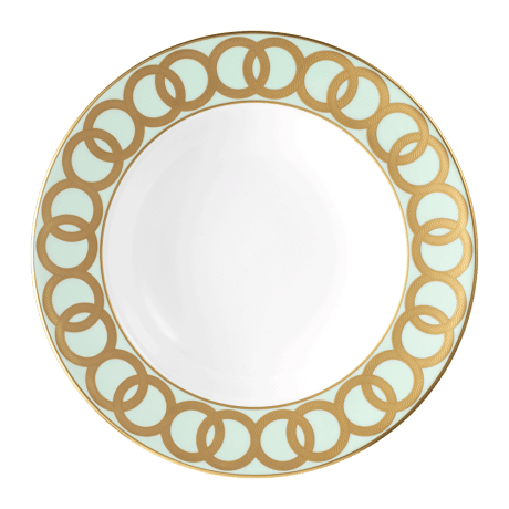 Riviera Dream Green and Gold Fine Bone China Rim Soup