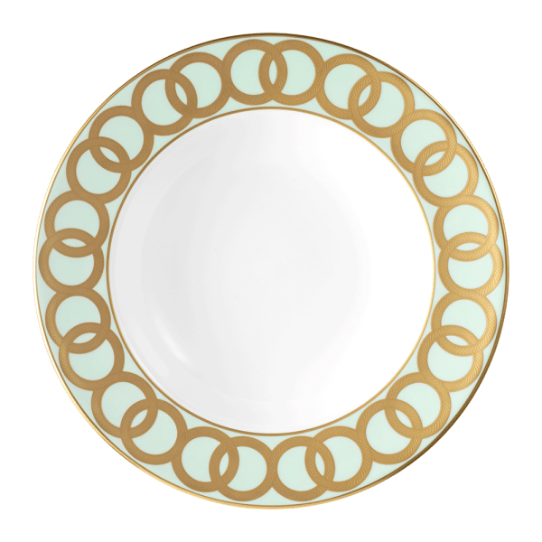 Riviera Dream Green and Gold Fine Bone China Rim Soup