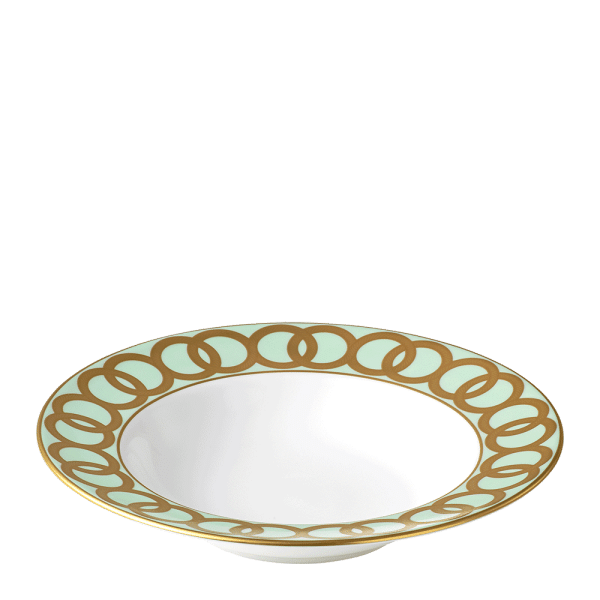 Riviera Dream Green and Gold Fine Bone China Rim Soup