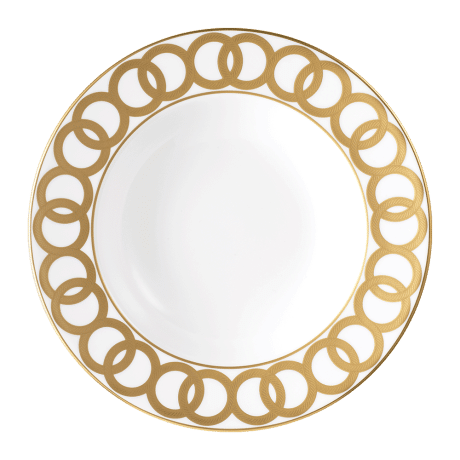 Riviera Dream White and Gold Fine Bone China Rim Soup