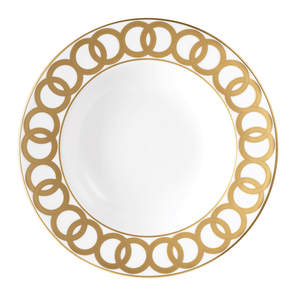 Riviera Dream White and Gold Fine Bone China Rim Soup