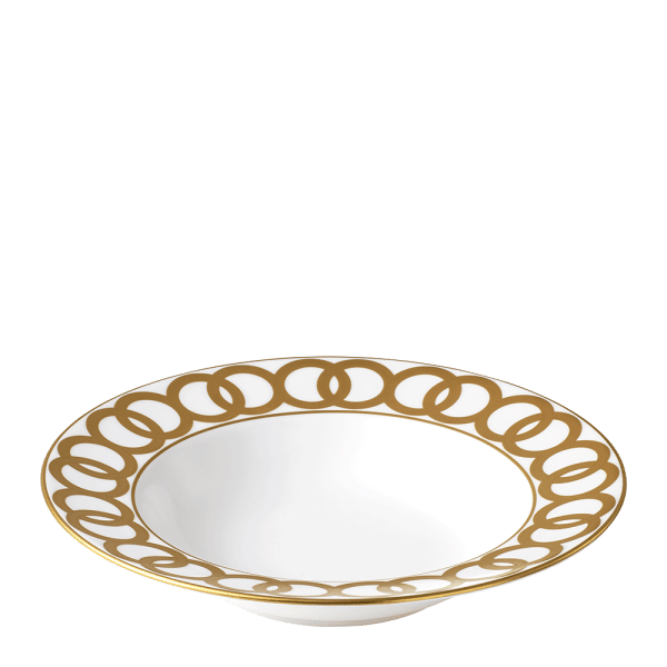 Riviera Dream White and Gold Fine Bone China Rim Soup