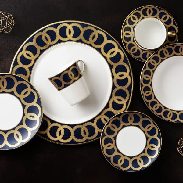 Riviera Dream Navy and Gold Fine Bone China Dinner Set