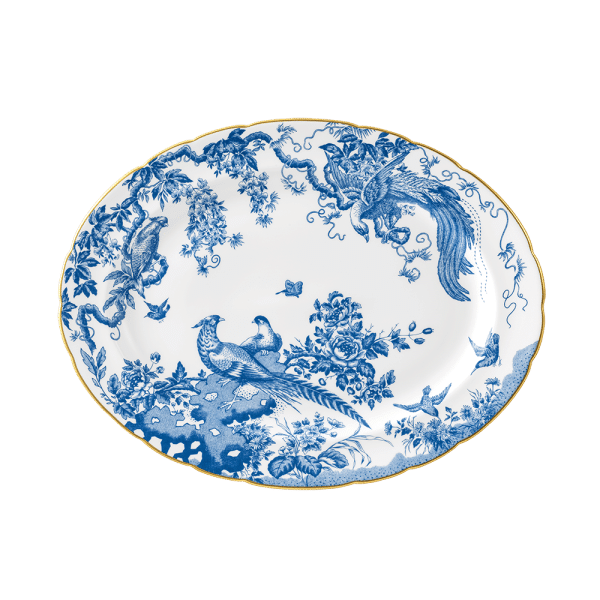 Aves Blue Fine Bone China Oval Platter
