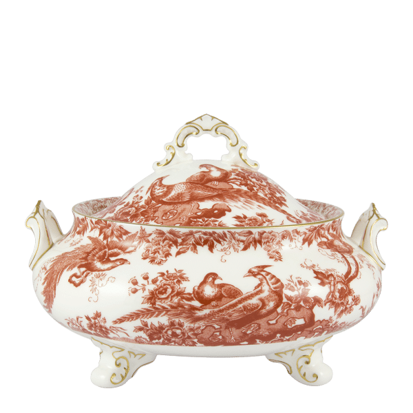 Aves Red Fine Bone China Covered Vegetable Dish