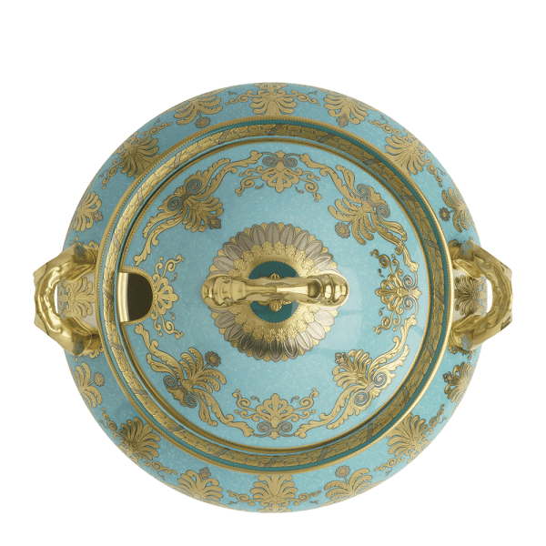 Turquoise Palace Green and Gold Fine Bone China Vegetable Dish