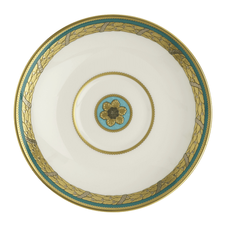 Turquoise Palace Green and Gold Fine Bone China Cream Soup Saucer